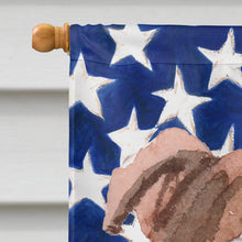 Load image into Gallery viewer, Red Staffie Bull Terrier Patriotic Flag Canvas House Size BB9392CHF