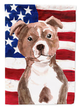 Load image into Gallery viewer, Red Staffie Bull Terrier Patriotic Garden Flag - Outdoor Decorative Yard Flag BB9392GF