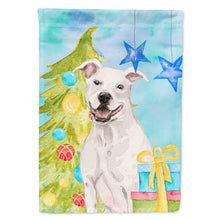 Load image into Gallery viewer, White Staffie Bull Terrier Christmas Flag Canvas House Size BB9396CHF