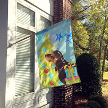 Load image into Gallery viewer, Black and Tan Dachshund Christmas Flag Canvas House Size BB9405CHF