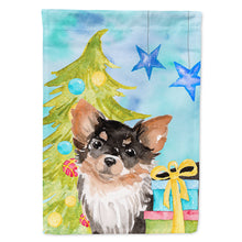 Load image into Gallery viewer, Long Haired Chihuahua Christmas Flag Canvas House Size BB9424CHF