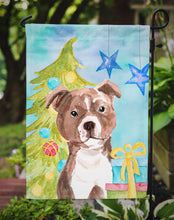 Load image into Gallery viewer, Red Staffie Bull Terrier Christmas Garden Flag - Outdoor Decorative Yard Flag BB9427GF