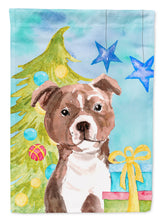 Load image into Gallery viewer, Red Staffie Bull Terrier Christmas Garden Flag - Outdoor Decorative Yard Flag BB9427GF