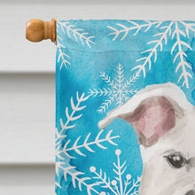 Load image into Gallery viewer, White Staffie Bull Terrier Winter Flag Canvas House Size BB9431CHF