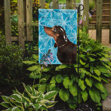 Load image into Gallery viewer, Black and Tan Dachshund Winter Garden Flag - Outdoor Decorative Yard Flag BB9440GF