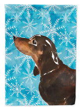 Load image into Gallery viewer, Black and Tan Dachshund Winter Garden Flag - Outdoor Decorative Yard Flag BB9440GF