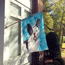 Load image into Gallery viewer, Black White French Bulldog Winter Flag Canvas House Size BB9442CHF
