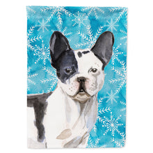 Load image into Gallery viewer, Black White French Bulldog Winter Flag Canvas House Size BB9442CHF