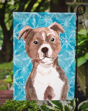 Load image into Gallery viewer, Red Staffie Bull Terrier Winter Garden Flag - Outdoor Decorative Yard Flag BB9462GF