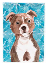 Load image into Gallery viewer, Red Staffie Bull Terrier Winter Garden Flag - Outdoor Decorative Yard Flag BB9462GF