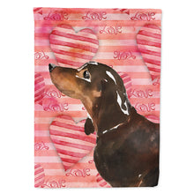Load image into Gallery viewer, Black and Tan Dachshund Love Flag Canvas House Size BB9475CHF