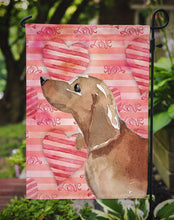 Load image into Gallery viewer, Red Tan Dachshund Love Garden Flag - Outdoor Decorative Yard Flag BB9476GF