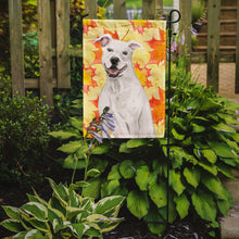 Load image into Gallery viewer, White Staffie Bull Terrier Fall Garden Flag - Outdoor Decorative Yard Flag BB9501GF
