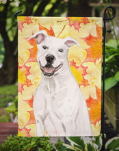 Load image into Gallery viewer, White Staffie Bull Terrier Fall Garden Flag - Outdoor Decorative Yard Flag BB9501GF