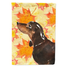 Load image into Gallery viewer, Black and Tan Dachshund Fall Flag Canvas House Size BB9510CHF