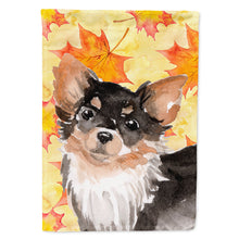Load image into Gallery viewer, Long Haired Chihuahua Fall Flag Canvas House Size BB9529CHF