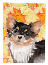 Load image into Gallery viewer, Long Haired Chihuahua Fall Garden Flag - Outdoor Decorative Yard Flag BB9529GF