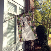 Load image into Gallery viewer, White Staffie Bull Terrier Pine Cones Flag Canvas House Size BB9571CHF