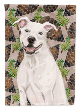 Load image into Gallery viewer, White Staffie Bull Terrier Pine Cones Garden Flag - Outdoor Decorative Yard Flag BB9571GF