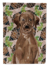 Load image into Gallery viewer, Chocolate Labrador Pine Cones Flag Canvas House Size BB9575CHF
