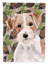 Load image into Gallery viewer, Wire Hair Jack Russell Pine Cones Flag Canvas House Size BB9578CHF