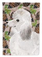Load image into Gallery viewer, White Standard Poodle Pine Cones Flag Canvas House Size BB9596CHF