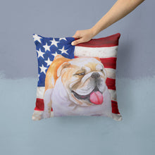 Load image into Gallery viewer, English Bulldog Patriotic Throw Pillow - 14x14 Decorative Pillow – Art for Your Home &amp; Patio BB9639PW1414