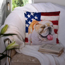 Load image into Gallery viewer, English Bulldog Patriotic Throw Pillow - 14x14 Decorative Pillow – Art for Your Home &amp; Patio BB9639PW1414