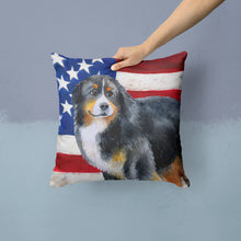Load image into Gallery viewer, Bernese Mountain Dog Patriotic Throw Pillow - 14x14 Decorative Pillow – Art for Your Home &amp; Patio BB9645PW1414