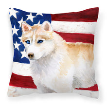 Load image into Gallery viewer, Siberian Husky Patriotic Fabric Decorative Pillow BB9655PW1818