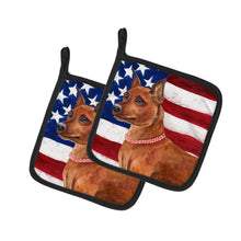 Load image into Gallery viewer, Miniature Pinscher Patriotic Pot Holders - Set of 2 - Heat-Resistant Kitchen Essentials BB9656PTHD