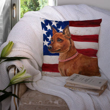 Load image into Gallery viewer, Miniature Pinscher Patriotic Throw Pillow - 14x14 Decorative Pillow – Art for Your Home &amp; Patio BB9656PW1414