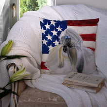 Load image into Gallery viewer, Shih Tzu Patriotic Throw Pillow - 14x14 Decorative Pillow – Art for Your Home &amp; Patio BB9666PW1414
