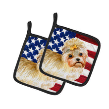 Load image into Gallery viewer, Morkie Patriotic Pot Holders - Set of 2 - Heat-Resistant Kitchen Essentials BB9668PTHD