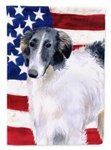 Load image into Gallery viewer, Borzoi Patriotic Flag Canvas House Size BB9672CHF