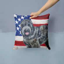 Load image into Gallery viewer, Black Russian Terrier Patriotic Throw Pillow - 14x14 Decorative Pillow – Art for Your Home &amp; Patio BB9677PW1414