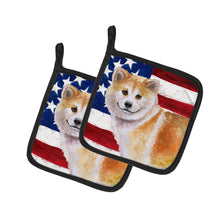 Load image into Gallery viewer, Shiba Inu Patriotic Pot Holders - Set of 2 - Heat-Resistant Kitchen Essentials BB9678PTHD