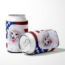 Load image into Gallery viewer, Medium White Poodle Patriotic Can or Bottle Hugger BB9683CC