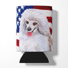 Load image into Gallery viewer, Medium White Poodle Patriotic Can or Bottle Hugger BB9683CC