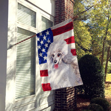 Load image into Gallery viewer, Medium White Poodle Patriotic Flag Canvas House Size BB9683CHF