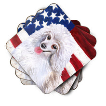 Load image into Gallery viewer, Medium White Poodle Patriotic Foam Coaster  BB9683FC