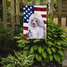 Load image into Gallery viewer, Medium White Poodle Patriotic Garden Flag - Outdoor Decorative Yard Flag BB9683GF