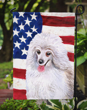 Load image into Gallery viewer, Medium White Poodle Patriotic Garden Flag - Outdoor Decorative Yard Flag BB9683GF