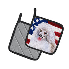 Load image into Gallery viewer, Medium White Poodle Patriotic Pot Holders - Set of 2 - Heat-Resistant Kitchen Essentials BB9683PTHD