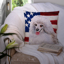 Load image into Gallery viewer, Medium White Poodle Patriotic Throw Pillow - 14x14 Decorative Pillow – Art for Your Home &amp; Patio BB9683PW1414
