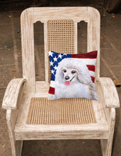 Load image into Gallery viewer, Medium White Poodle Patriotic Fabric Decorative Pillow BB9683PW1818