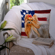 Load image into Gallery viewer, Yorkshire Terrier Patriotic Throw Pillow - 14x14 Decorative Pillow – Art for Your Home &amp; Patio BB9685PW1414