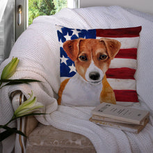 Load image into Gallery viewer, Jack Russell Terrier Patriotic Throw Pillow - 14x14 Decorative Pillow – Art for Your Home &amp; Patio BB9689PW1414