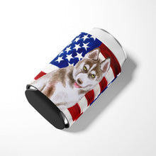 Load image into Gallery viewer, Siberian Husky Grey Patriotic Can or Bottle Hugger BB9696CC