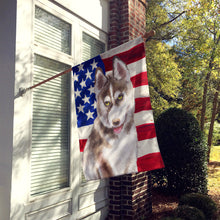 Load image into Gallery viewer, Siberian Husky Grey Patriotic Flag Canvas House Size BB9696CHF